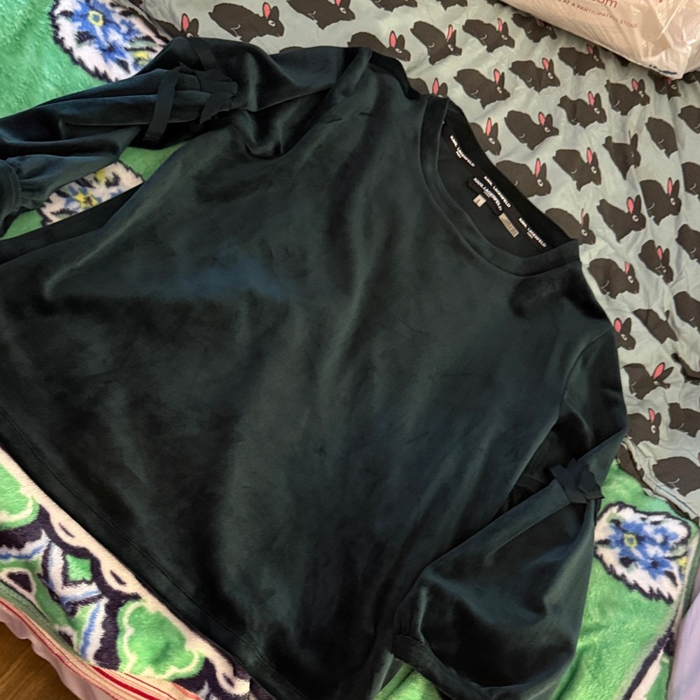 Karl Lagerfeld Black Velvet Top